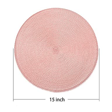 AHHFSMEI Round Braided Placemats 15 Inch Round Table Mats for Dining Tables Natural Woven Heat Resistant Place mats Set of 8 (Pink,8) - Image 2