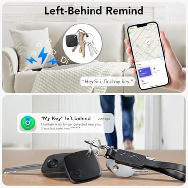 Air Tag (Black) 4-Pack, Bluetooth Tracker Work with Apple Find My (iOS Only), Key Finder and Item Locator Smart Tag with Key Ring/Lanyard, Tracker Tag for Keys/Luggage/Wallet, Replaceable Battery - Image 5
