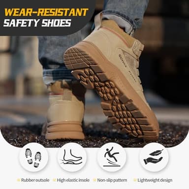 GUSAYEX Steel Toe Boots for Men Safety Shoes Work Boots Lightweight Work Shoes Breathable Steel Toe Sneakers Comfortable Industry Construction Fashionable Safety Boot for Men - Image 4