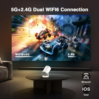 [Electronic Focus with Short Throw] PANSEBA Mini Projector with WiFi 6 and Bluetooth, Auto Keystone Outdoor Movie Projector, Big Screen Home Portable Projector for Phone/TV Stick/Laptop/HDMI - Image 4