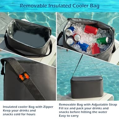 Jasonwell Heavy Duty 2 Person Inflatable River/Pool Tube Float with Removable Cooler, Tubes for Lake, Floating River Raft Lounge Floatie with 2 cup Holders For Adults, Cyan - Image 7