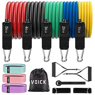 VEICK Resistance Bands, Exercise Bands, Workout Bands Set for Working Out with Handles for Men Women, Elastic Exercising Bands for Fitness Weights Work Out at Home Gym - Image 1