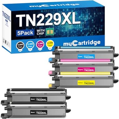 myCartridge TN229XL TN229 Toner Compatible Replacement for Brother TN-229XL TN229 Toner Cartridge for HL-L3280CDW MFC-L3780CDW MFC-L3720CDW HL-L3220CDW HL-L3295CDW Printer TN229XXL Toner 5-Pack - Image 1