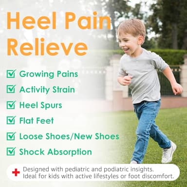 Beautulip Kid’s Heel Cups - Soft Silicone Heel Inserts for Pain Relief and Comfort, Fits Shoes Size 3-7, Ideal for Plantar Fasciitis and Growing Feet (Green, 1 Pair Kid's Size 3-7 / Women 4-8) - Image 2
