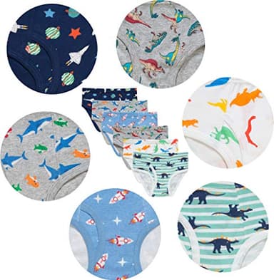 Slenily Boys Space Underwear Toddler Kids Dinosaurs Briefs Soft Cotton Rocket Panties (Pack of 6) Size 10 - Image 2