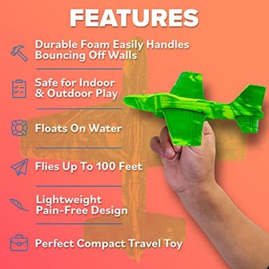 Foam Airplanes - Stocking Stuffers for Kids All Ages 4 5 6 7 8 9 + Year Old - Best Toy Gift - Boy Toys Stocking Stuffer Gifts - Air Plane Gift Idea - Easter Basket Gifts for Boys & Girls Party Favors - Image 4