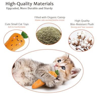 ETEKYER Catnip Cat Toys, Cat Nip Kitten Toy for Indoor Cats Kitty Kicker, Durable Kitten Teething Chew Toy, 5 Pack, Vegetable Shape - Image 3