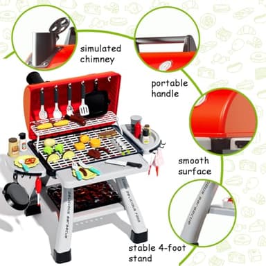 Barbecue Grill Toy Set, Kids BBQ Grill Playset with Smoke Sound Light Simulation Camping Cooking Interactive Toys Christmas Birthday Gift for Toddlers Girls Boys 2-6 - Image 5