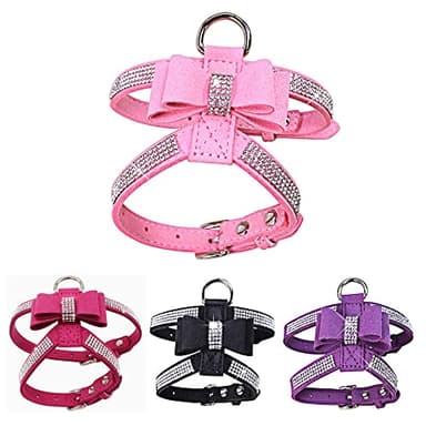 XS Dog Harness Purple Girl,Rhinestone Cat Vest Harnesses with Bow Tie Puppy Kitty Cute Fancy Sparkling Pretty Crystal Diamond for Small Pet Yorkie Chihuahua xs - Image 7