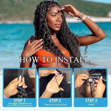Human Braiding Hair 12A Deep Water Wave Bulk Human Hair 100g 18 Inch Curly Human Hair for Boho Braids Hair Extensions No Weft 2 Braids Per Pack Wet and Wavy Human Hair Braiding Hair Natural Black - Image 4