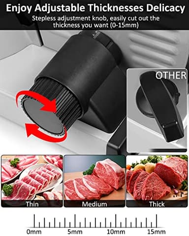 Meat Slicer, 200W Electric Deli Food Slicer with 2 Removable 7.5'' Stainless Steel Blades and Tray, Adjustable Thickness for home use,Child Lock Protection,Easy to Clean,Cuts Meat, Bread and Cheese - Image 3