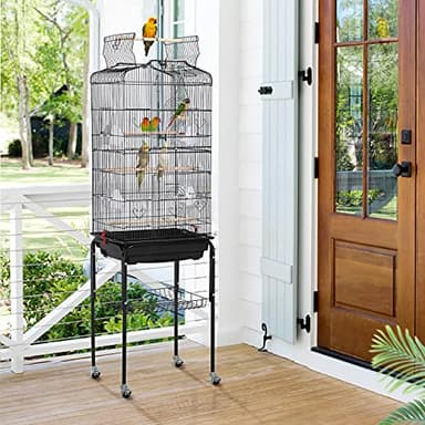Yaheetech 64-inch Play Open Top Medium Small Bird Cage with Detachable Rolling Stand for Parrot Lovebirds Finches Canaries Parakeets Cockatiels Budgie Parrotlet Conures - Image 2