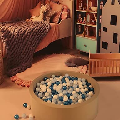 GOGOSO Ball Pit Balls for Toddler, Baby Plastic Playballs Kids Soft Pastel Pelotas Non-Toxic BPA-Free Pearl Blue+Light Blue+White 100 Balls - Image 6