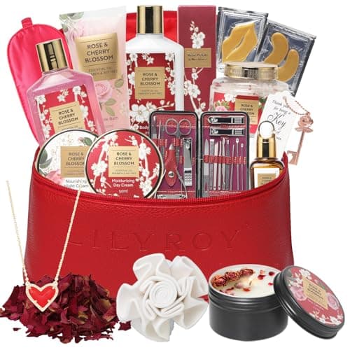 Mothers Day Gifts for Mom Spa Gift Set for Women 17Pcs Luxury Bath & Body Gift Set Beauty Care Kit with Necklace | Valentine's, Birthday, Christmas Gifts for Her Wife Pampering Kit Perfect for Travel - Image 1