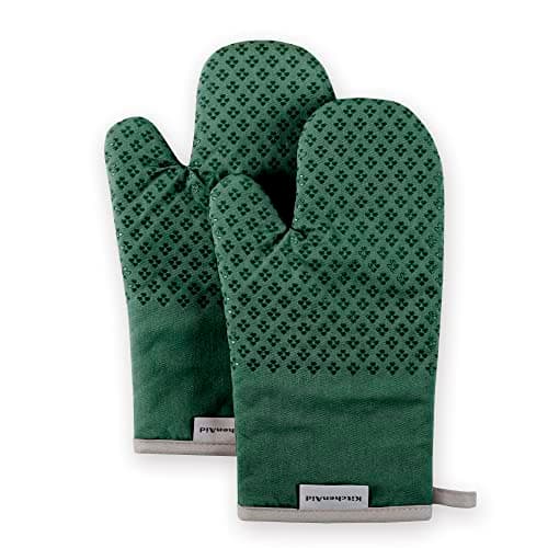 KitchenAid Asteroid Oven Mitt Set, 7"x12.5", Dark Green, 2 Piece - Image 1