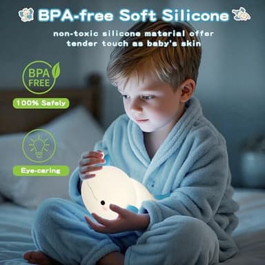Axolotl Night Light,Cute Axolotl Lamp,Food Grade Silicone Nursery Nightlight,Rechargeable/Dimmable LED Squishy Novelty Animal Bedside Touch Lamp,Baby Room Decor, Axolotl Gifts for Kids/Boys - Image 4