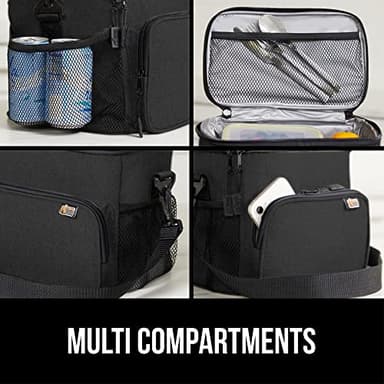 GORILLA GRIP Reusable Insulated Lunch Box Bag for Women Men,15L, Leakproof XL Soft Cooler Bags, Multiple Compartments, Mesh Pockets and Adjustable Strap, Food Tote Keeps Drinks Cold, 13x9, Black - Image 5