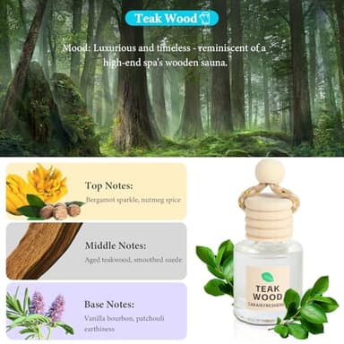 Car Air Freshener Oil Diffuser - Hanging Long Lasting Scent for Car & Home, Essential Oil Freshener with Adjustable Fragrance (Teak Wood+Black Ice+Bamboo Rain+White Tea) - Image 7