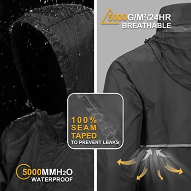 Outdoor Ventures Men's Rain Jacket Waterproof Lightweight Packable Rain Pullover for Hiking Golf Running - Image 2