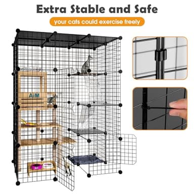 PAWING Cat Large Enclosure - DIY Catio Ideal for 1-3 Cats, Indoor & Outdoor, Detachable Metal Wire Kennel, 2x3x4 Exercise Place - Image 3
