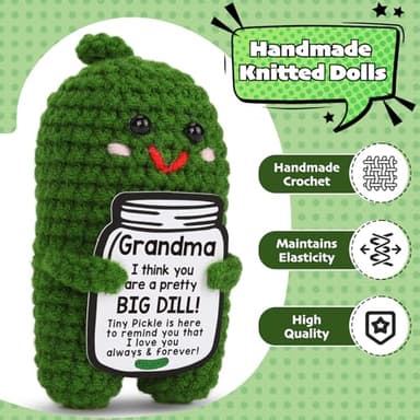 MAMAGIFTREE Funny Grandma Gifts Christmas Gifts 2025 for Grandma, Unique Stocking Stuffer Idea for New & First-Time Grandmas, Best Grandma Birthday Gifts from Grandkids, Gigi Nana Presents - Handmade Crochet Pickle - Image 3