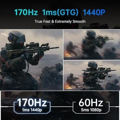KTC 27'' 2K 170Hz Gaming Monitor - Fast IPS 1ms GTG Pc Monitor with FreeSync G-Sync, HDMI/DP/USB Ports, Height/Tilt/Swivel/Pivot Adjust, 131% sRGB and 97% DCI-P3 Color Gamut for Vertical Monitor - Image 2