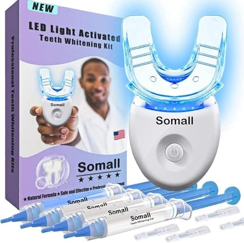 Somall Professional Teeth Whitening Kit - The 2025 Latest Smart Teeth Whitening Gel LED Light System, 35% Carbamide Peroxide, 3ml Gel Syringes(3), Remineralization Desensitizing Gel(1), and Tray - Image 1