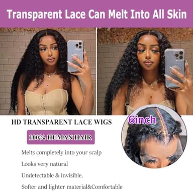 IAMFUPO 36 Inch Lace Front Wigs Human Hair 200 Density Deep Wave HD Frontal Wigs for Women Pre Plucked (13x6, 36 Inch) - Image 3