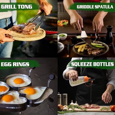 134 Pcs Griddle Accessories Kit for Blackstone - Perfect Flat Top Grill Accessories for Outdoor, Professional Round Melting Dome with Cast Iron Smash Burger Press for Barbecue. - Image 6