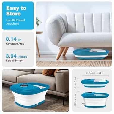 KNQZE Collapsible Foot Spa with Heat, Remote Control, Temperature Control, Bubbles, Pumice Stone, Red Light, Timer, 16 Massage Roller Pedicure Foot Bath Tub Foot Soaker for Relaxation & Stress Relief - Image 8