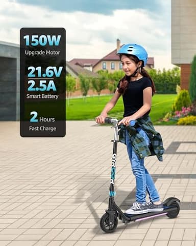 Gyroor Electric Scooter for Kids, E-Throttle 150W Motor LED Display, H30Max-Blue - Image 2