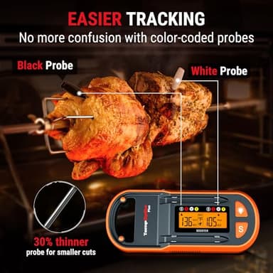 ThermoPro TempSpike Plus 600ft Wireless Meat Thermometer with 2 Color-Coded Probes, Bluetooth Meat Thermometer Wireless with LCD-Enhanced Booster for Food Cooking Grill Smoker - Image 3
