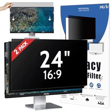 [2-Pack] 24 Inch Privacy Screen for Computer Monitor 16:9 Aspect Ratio, Eye Protection Anti Blue Light Glare Shield, 24inch Removable Black Blackout Anti Spy Desktop Security Private Filter - Image 1
