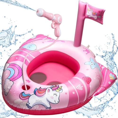 HopeRock Unicorn Pool Floats for Toddlers and Kids, with Water Gun, Pool Toys for 3-8 Years Old Girls, Inflatable Swimming Pool Toys - Image 1