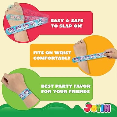 JOYIN 60 Pcs Slap Bracelets for Kids, Bulk Wristbands with Animals, Friendship, Heart, Party Favors, Classroom Prizes Birthday Exchanging Gifts,Goodies Bag Stuffers Fillers - Image 4