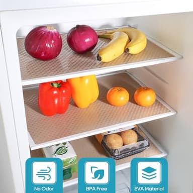 Beige Shelf Liners for Kitchen Cabinets Refrigerator Liners Waterproof & Oil-Proof Kitchen Cupboard Liner Drawer Mats EVA Material Non Adhesive Fridge Liner for Shelves 11.8 x 393.7 Inches - Image 2