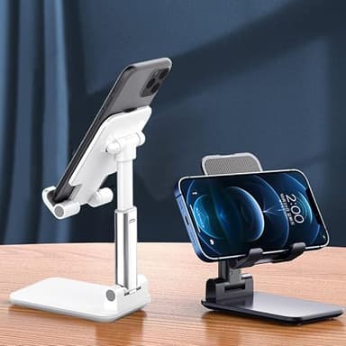 Meetuo 2 Pcs Cell Phone Stand, Adjustable Angle Height Phone Stand for Desk, Fully Foldable/Portable Phone Holder, Compatible for iPhone 16/15/14/13/12/Smartphones - Image 8
