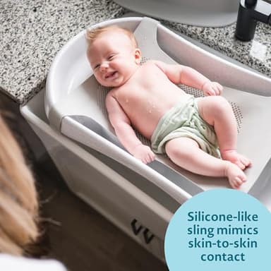 The First Years Rain Shower Baby Bathtub Set - Includes Infant Sling, Soothing Spray Shower Head, Fresh Water Tank and Built in Soft Brush - 3 in 1 Grow with Me Design - Baby Bath Essentials - Image 3