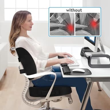 CloudBliss Seat Cushion,Office Chair Cushion,Car Seat Cushions,Lumbar Support Pillow for Office Chair,Back Support Memory Foam Pillow Coccyx Cushions for Tailbone Pain,Sciatica Back Pain Relief Black - Image 4