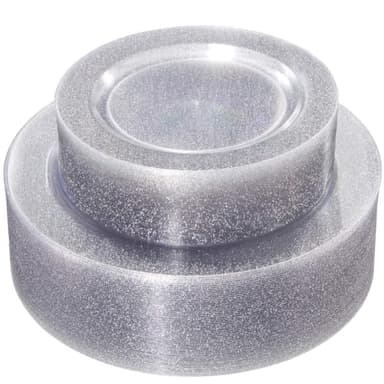 WDF 120PCS Silver Plastic Plates- Disposable Silver Glitter Plates, Premium Heavy Duty 60-10.25" Dinner Plates and 60-7.5" Salad Plates for Parties &Wedding - Image 1