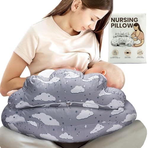 Nursing Pillow – Plus Size Breastfeeding Pillows with Security Fence for Enhanced Support & Comfort – Removable Cotton Cover, Adjustable Waist Strap, Newborn Essentials Must Haves Baby Registry Search - Image 1