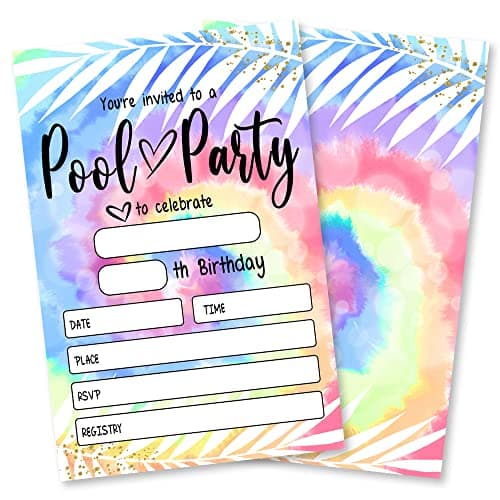 Grace Yonks - Pack of 20 Birthday Party Invitations with Envelopes, Multicolor, 4x6 inches