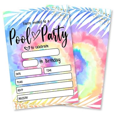Grace Yonks - Pack of 20 Birthday Party Invitations with Envelopes, Multicolor, 4x6 inches