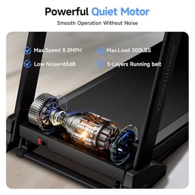 Treadmills for Home with Incline, Auto Foldable Running Treadmills, 8.0 MPH Walking Pad Treadmill with Bluetooth, 300 lbs Weight Capacity Quiet - Image 6