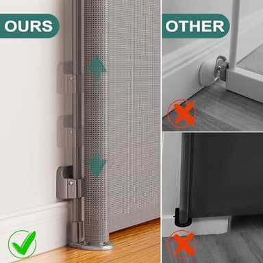 Babepai Retractable Baby Gates Extra Wide | 55" Wide x 38" Tall Dog Gates for Stairs | Indoor/Outdoor Use | Child Gates for Doorways, Deck, Porch, Hallways, Patio - Gray - Image 7