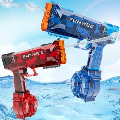 Funwee 2 Pack Electric Water Guns, Full Automatic Electric Squirt Gun High Capacity 500+ Water Blasts, Long Range Water Pistol Blaster Soaker, Summer Outdoor Pool Auto Water Toy for Adult Kid - Image 1