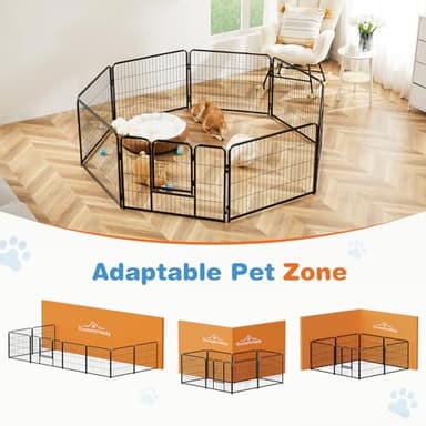 Sweetcrispy Dog Playpen Indoor - Pet Fence Puppy Exercise Pen for Yard Gate 8 Panel 24” Height Heavy Duty Crates with Doors Metal Dog Pen for Camping, RV, Outdoor, Small/Medium Pets - Image 4