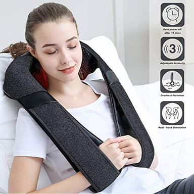 Mirakel Shiatsu Neck & Back Massager with Heat - Deep Tissue Neck, Back & Shoulder Pain Relief - Ergonomic Design Shoulder Massager, Electric Kneading Whole Body Massage Pillow Gifts for Women, Men - Image 2