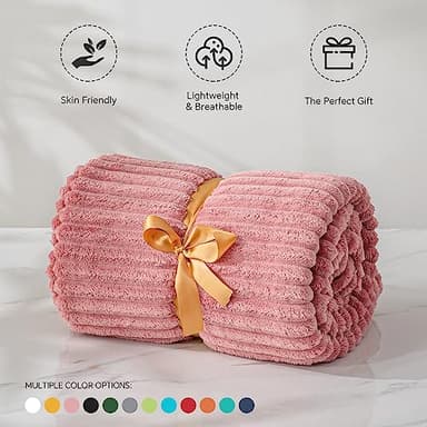 BEDELITE Baby Blankets for Boys Girls 30"x 40" - 3D Ribbed Jacquard Cute Fuzzy Fleece Blanket, Warm and Breathable Soft Cozy Infant Toddler Blanket for Newborn All Seasons Suitable, Pink - Image 5