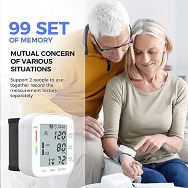 MMIZOO Wrist Blood Pressure Monitor Large LCD Display BP Machine Adjustable Cuff 5.31-7.68 inch Automatic 99x2 Sets Memory with Carrying Case for Home Use (W1681) - Image 8